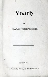 Titelpagina van Youth, een verzameling gedichten door Isaac Rosenberg, eerste editie 1915 door English School