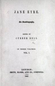 Titelpagina van de eerste editie van Jane Eyre door Charlotte Bronte, 1847