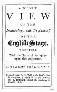 Titelpagina van A Short View of the Immorality and Profaneness of the English Stage door Jeremy Collier, 1698 door English School