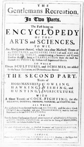 Titelpagina van The Gentlemans Recreation, gepubliceerd door Richard Blome, 1686 door English School