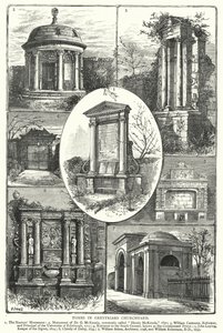 Grafstenen in Greyfriars Kerkhof (gravure) door English School