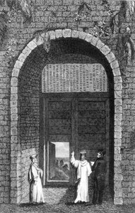 Grafsteen van de Britse ambassadeur, Edward Barton, boven een kloosterpoort op de Prinseneilanden, uit Residence at Constantinople door Robert Walsh, 1836 door English School