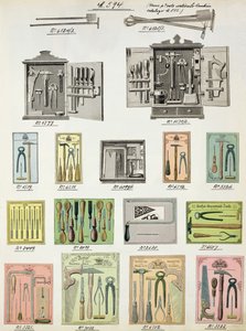 Gereedschappen en gereedschapskisten uit een handelscatalogus van huishoudelijke goederen en fittingen, c.1890-1910 door English School