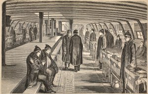 Bovendek van het Unite ziekenhuisschip, verbonden aan de hulks in Woolwich, illustratie uit The Criminal Prisons of London and Scenes from Prison Life door Henry Mayhew en John Binny, uitgegeven in 1862