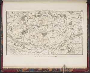 Topografische kaart van de Grote Weg van Londen naar Bath en Bristol, met het land drie mijl aan elke kant door English School