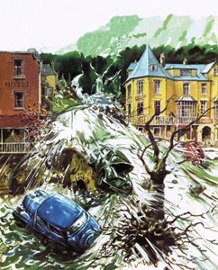 Stroom van terreur in Lynmouth, Devon, augustus 1952