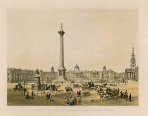 Trafalgar Square met de National Gallery en St Martins Kerk door English School