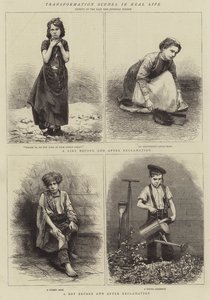 Transformatiescènes in het echte leven (gravure) door English School
