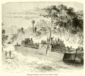 Transportschuit op het James River-kanaal