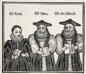 Triple Episcopacie, satire door de Puriteinse Partij van Laud en de Hofbisschoppen, uit een traktaat van 1641 door English School