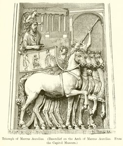 Triomf van Marcus Aurelius. (Bas-reliëf op de Boog van Marcus Aurelius. Uit het Capitool Museum) door English School