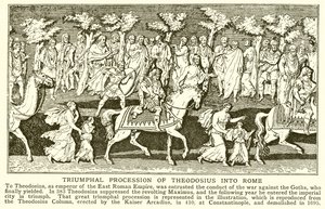 Triomftocht van Theodosius in Rome door English School