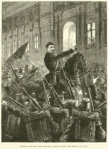 Trochu verzamelt de Nationale Garde buiten het Hotel de Ville, oktober 1870 door English School