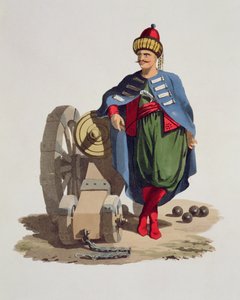 Turkse soldaat, uit Costumes of the Various Nations, Volume VII, The Military Costume of Turkey, door Thomas MacLean, gepubliceerd ca. 1800-18