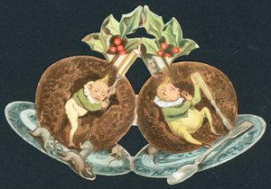 Twee Pruimenpuddingen, Kerstkaart door English School