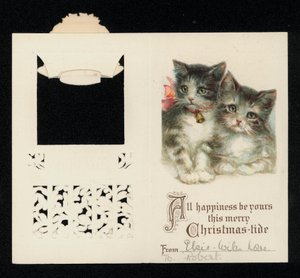 Twee kittens, kerstwenskaart