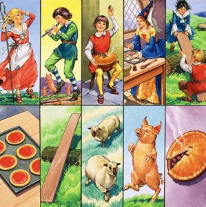 Ongeïdentificeerde montage van kinderliedjespersonages door English School