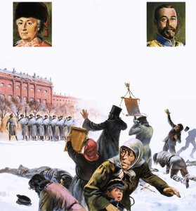 Ongeïdentificeerde scène uit de Russische Revolutie van 1905 door English School