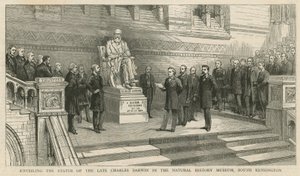 Onthulling van het standbeeld van wijlen Charles Darwin in het Natuurhistorisch Museum, South Kensington