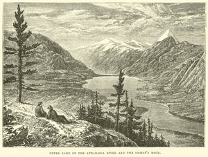 Bovenmeer van de Athabasca Rivier en de priestersrots