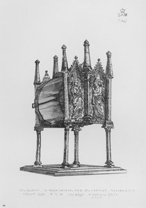 Victoria en Albert Museum: Relikwie, in bergkristal en verguld zilver, Italiaans, circa 1350 door English School