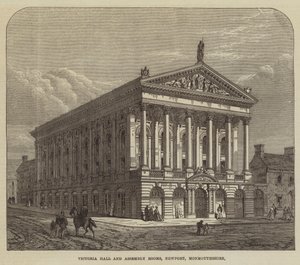 Victoria Hall en Vergaderzalen, Newport, Monmouthshire (gravure)