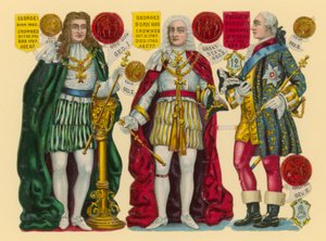 Victoriaanse prent: Koning George I, Koning George II, Koning George III