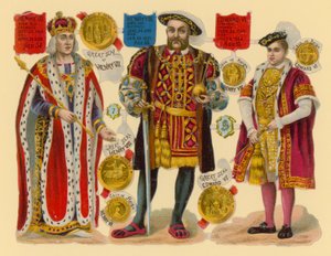 Victoriaanse prent: Koning Hendrik VII, Koning Hendrik VIII, Koning Edward VI