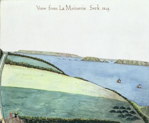 Uitzicht vanaf la Moinerie, Serk, 1849 door English School