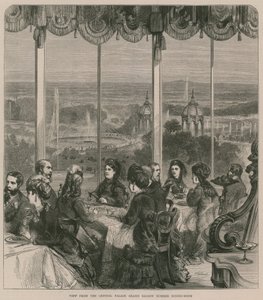 Uitzicht vanuit de Crystal Palace Grand Saloon zomer eetkamer door English School