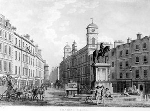 Zicht in Charing Cross richting Northumberland House, 1795 door English School