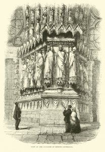 Uitzicht in het interieur van de kathedraal van Reims, september 1870