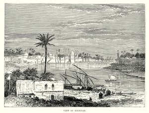 Gezicht op Bagdad (gravure) door English School