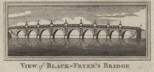 Uitzicht op Blackfriars Bridge, Londen (gravure) door English School