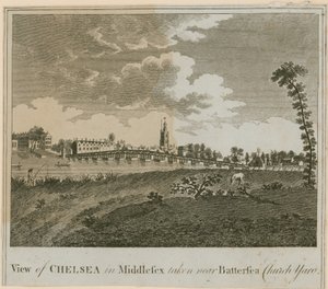 Uitzicht op Chelsea in Middlesex nabij Battersea Kerkhof door English School