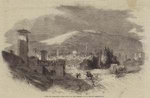 Uitzicht op Damascus, de scène van het recente bloedbad van christenen door English School