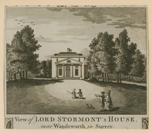 Uitzicht op het huis van Lord Stormont nabij Wandsworth in Surrey door English School