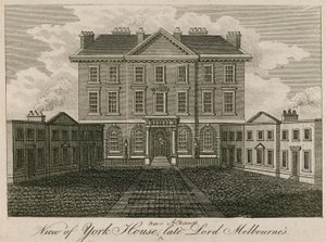 Uitzicht op York House (later de Albany), huis van wijlen Lord Melbourne door English School