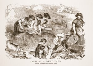 Uitzicht op een Stofwerf, illustratie uit London Labour and London Poor door Henry Mayhew, pub. 1862 door English School