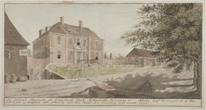 Uitzicht op een oud herenhuis bij Greenland Dock in Rotherhithe, Bermondsey, 1796
