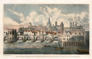 Uitzicht op de oostkant van de Oude Londense Brug vanuit BM Royal MSS