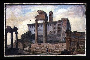 Uitzicht op het Capitool en de Tempels van Castor en Pollux, Rome, c.1800
