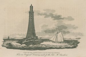 Uitzicht op de Edystone Vuurtoren en rots door English School