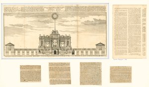 Uitzicht op het openbare vuurwerk voor de Vrede van Aken 1749 door English School