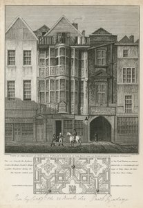 Vooraanzicht van het huis van Sir Paul Pindar