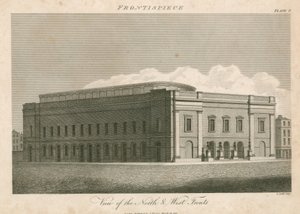 Uitzicht op de noord- en westgevels van het Drury Lane Theatre, Londen door English School