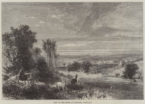 Uitzicht op de rivier bij Asuncion, Paraguay (gravure) door English School