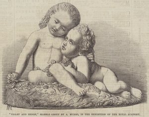 "Violet en Henry," Marmeren Groep door A Munro, in de Tentoonstelling van de Koninklijke Academie door English School