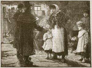 Bezoek van de tiendproctor, Ierland, 1832, illustratie uit Cassells Geïllustreerde Geschiedenis van Engeland door English School