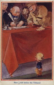 WW1 cartoon propagandakaart van een gewetensbezwaarde door English School